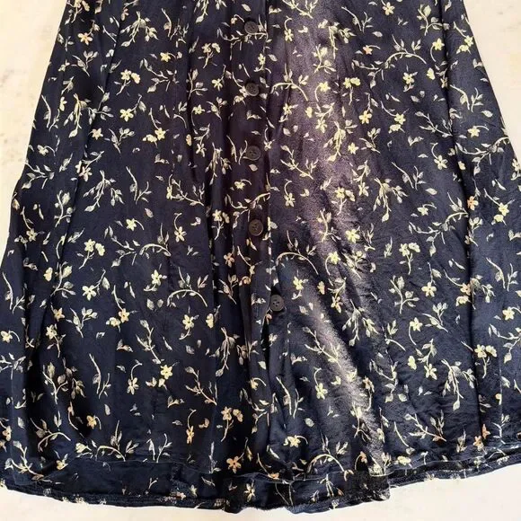 Vintage Navy & Cream Floral Midi Skirt - Picture 5 of 7